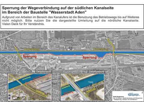 Kartenauszug Wasserstadt Aden mit Sperrungsvermerk