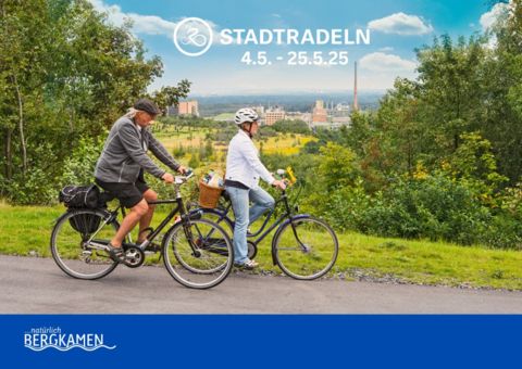 Aktion Stadtradeln 04.05.- 24.05.25. Zwei Fahrradfahrer auf einem Fahrradweg