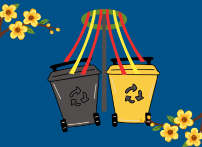 Mülltonnen und Maibaum