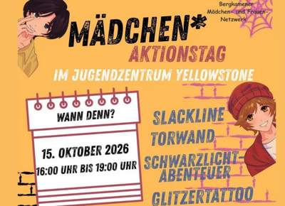 Poster Mädchen Aktionstag im Jugendzentrum Yellowstone